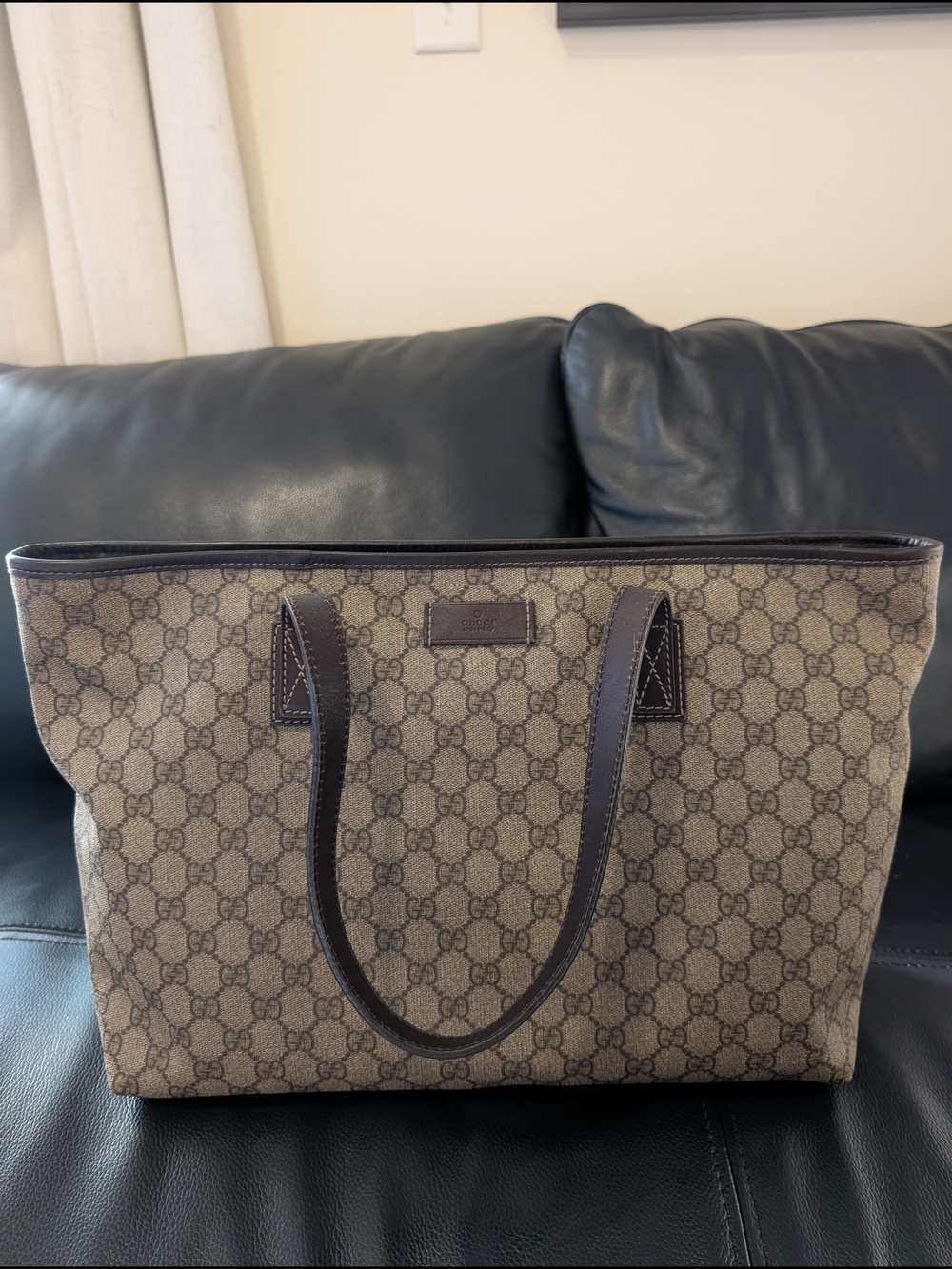 Gucci Monogram Canvas Tote in Beige/Brown - Picture 12 of 13